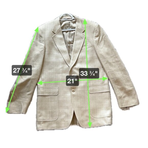 VINTAGE Christian Brooks Mens Pure Silk Beige Tan Blazer - Picture 6 of 6